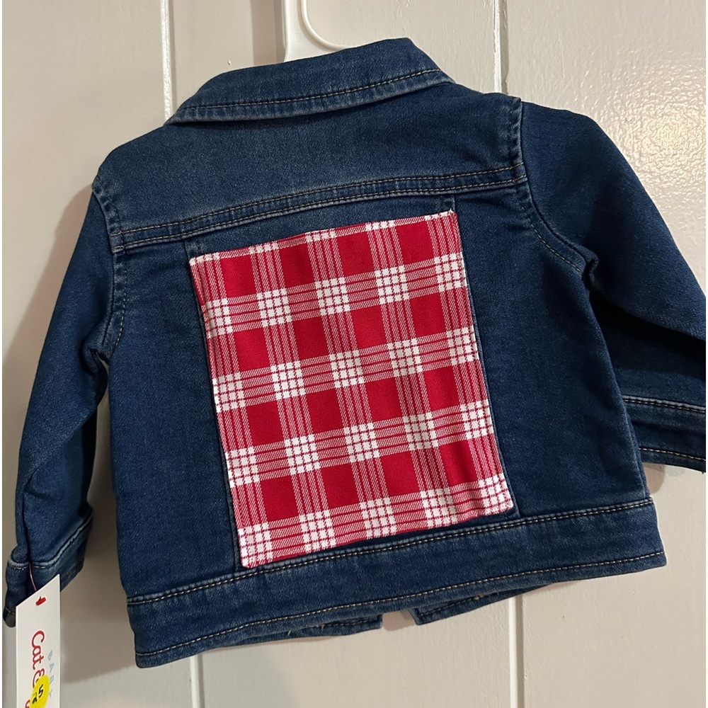 Hawaiian print Kids denim "red palaka" jacket